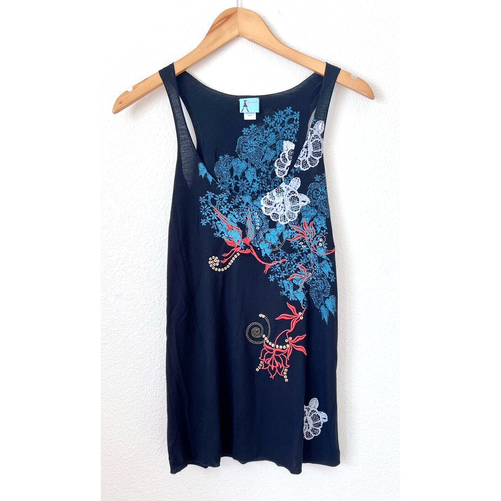Blue Embroidered Tank